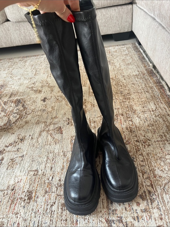 Shoes - Women's Black Over-the-Knee Leather Boots